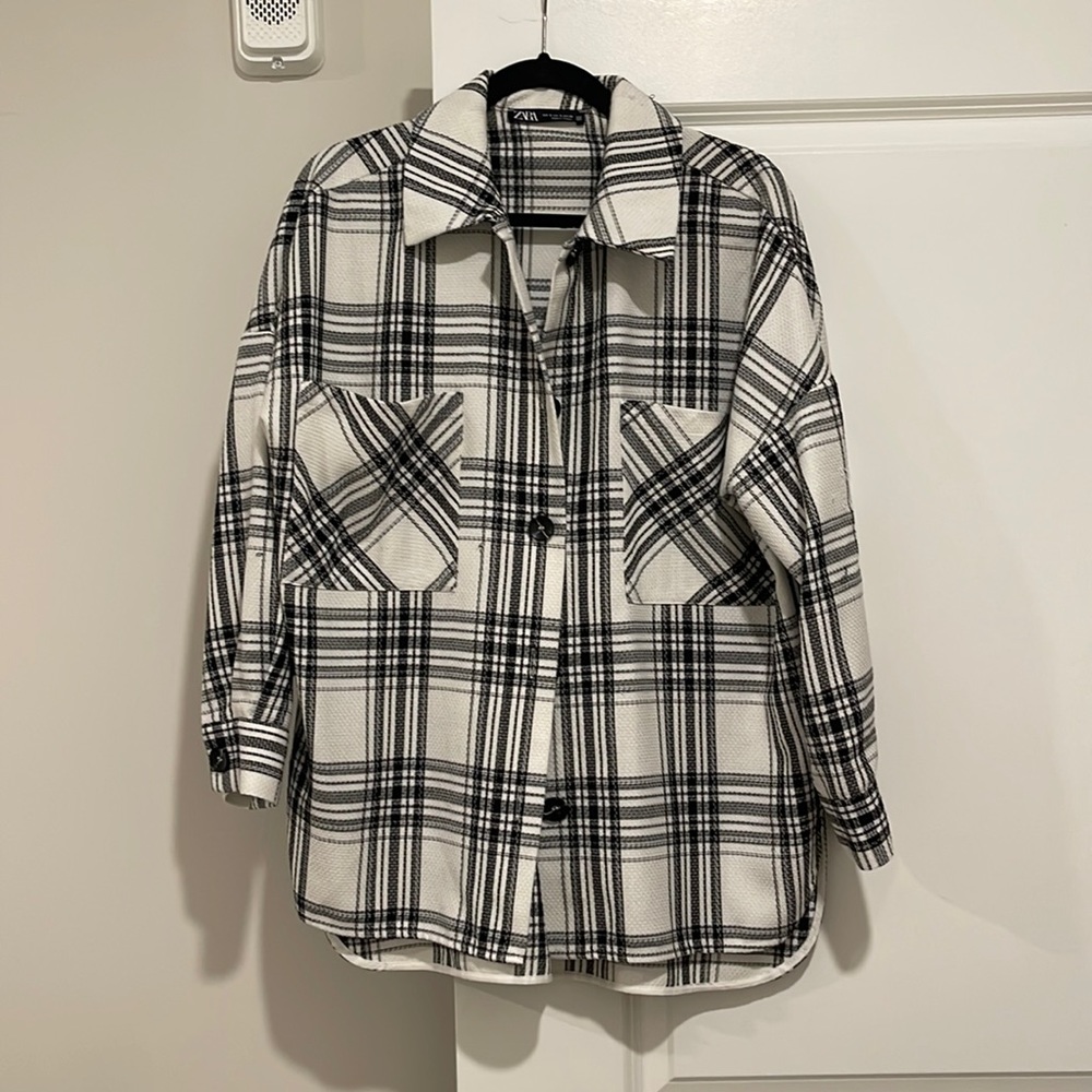 Zara Tweed Plaid shirt Jacket